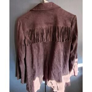 LYSSE Black Faux Suede Shacket With Fringe Size S NWT